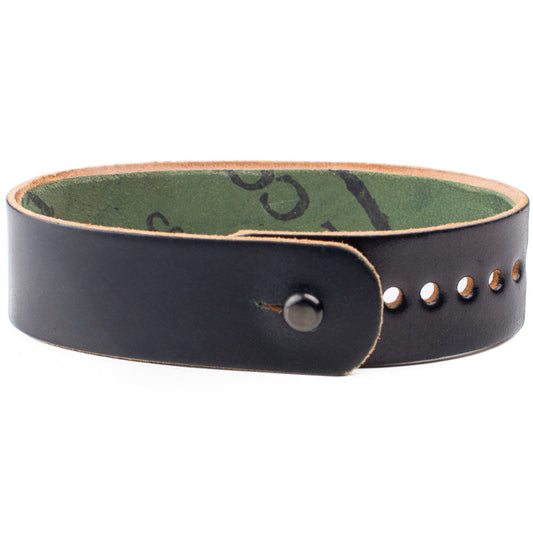 FFF Button-Stud Watchband Adjustable Cordovan in Shell Cordovan Black — wrist view