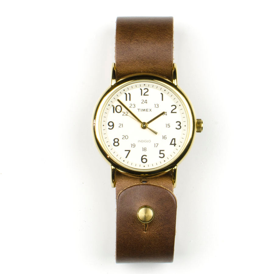 Timex 38mm Brass Weekender & 20mm Natural Chromexcel FFF Watchband